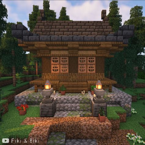 Tutorial for this build is on our YouTube channel: Fiki & Biki (link in bio)! 🐔 Minecraft Small Japanese Shrine, Japanese Shrine Minecraft, Minecraft Shrine Ideas, Asian Minecraft Builds, Minecraft Shrine, Minecraft Small House, Minecraft Japanese, Minecraft Kingdom, Japanese Village