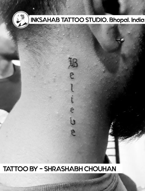 Believe Tattoo by shrashabh chouhan  To get inked Call, whatsapp 9981036199  Or walkin Inksahab tattoo studio Shop no. 75, mp nagar, zone 2, near tea friends, bhopal  #foresttattoo #traingletattoo #tattoodesigns #tattoolovers #customtattoos #necktattoo #believetattoo #blackink #artistofindia #artlovers #smalltattoos #armtattoo #girlstattoos #bhopal_the_city_of_lakes #bhopal_india #bhopalinfo #bhopalstories #bhopaldiaries #bhopalwasiyo #apna_bhopal #ghumakkadbhopali #updatebusbhopal #inksahabtatt Belive Yourself Tattoos, Believe Tattoo, Tea Friends, Believe Tattoos, Le Tattoo, Forest Tattoos, Zone 2, Neck Tattoo, Call Whatsapp