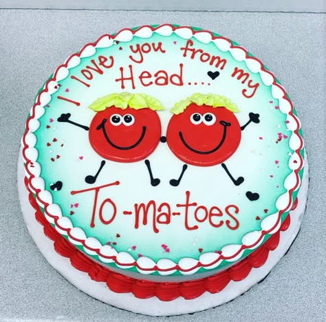 Make this using tomato soup cake recipe!! Tomato Theme Cake, Tomato Cake Design, Cute Valentines Cake, Father's Day Cake Designs, Valentines Day Cake Ideas, Just Because Cake, Valentine Cake Ideas, Delicious Cake Ideas, Valentine's Cakes