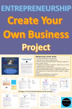 Ready to use team project for middle school students to create their own business from writing a business plan through planning, budgeting, and executing their service or product design. Includes resources, planning sheets, student handouts (digital and print), and grading rubrics. https://classful.com/product/entrepreneurship-create-your-own-business/ Middle School Economics, Business Education Classroom, Business Students, Teaching Business, Creating A Business Plan, Create Your Own Business, School Grades, Business Idea, Middle School Student