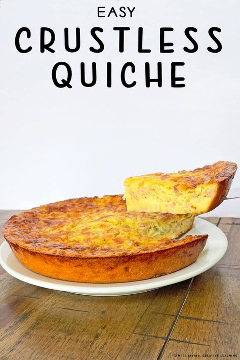 Basic Crustless Quiche Recipe, Easy Crustless Quiche, Basic Quiche Recipe, Quick Quiche, Quiche Recipes Crustless, Crustless Quiche Recipe, How To Make Quiche, Cheese Quiche Recipe, Easy Quiche