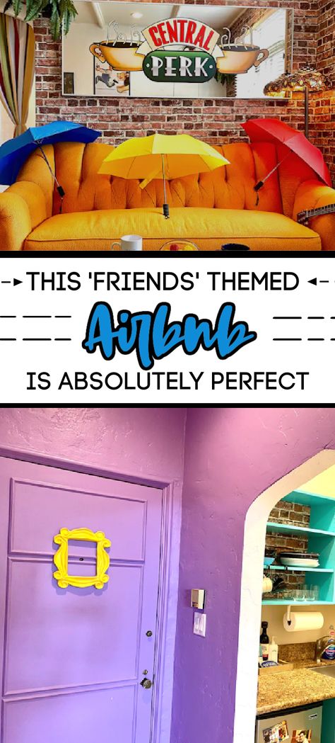 Themed Airbnb, Turquoise Kitchen, Airbnb House, Tv Decor, Friends Party, Kitchen Themes, Friends Show, Friends Tv Show, Friends Tv