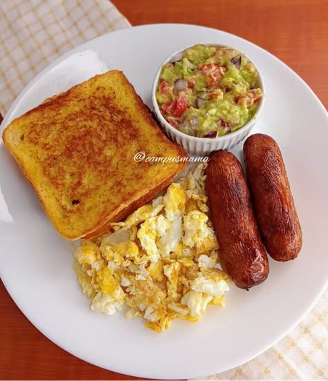 Eggs Sausage Breakfast, Nigeria Breakfast Ideas, Nigerian Breakfast Food Idea, Ideas Desayuno, Sausage Links And Eggs Breakfast, Sunday Breakfast Ideas, African Breakfast, Morning Breakfast Ideas, Pancake Sausage Egg Sandwich