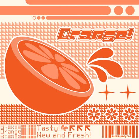 Fruity! Series of Designs from my MonthSets. Prints can be purchased on my INPRNT store: https://www.inprnt.com/gallery/mukkysworld/ Orange Widget, Y2k Aesthetic Institute, Orange Y2k, Ig Tone, Corporate Logo Design, Y2k Design, Cool Pops, Y2k Nails, Lady Riders