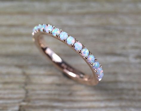 Opal Eternity Band Rose Gold Opal Ring Eternity Wedding | Etsy Opal Wedding Ring, Gold Opal Ring, Opal Stacking Ring, Opal Wedding Band, Rose Gold Opal Ring, Opal Wedding, Opal Band, Opal Wedding Rings, Engagement Ring Rose Gold