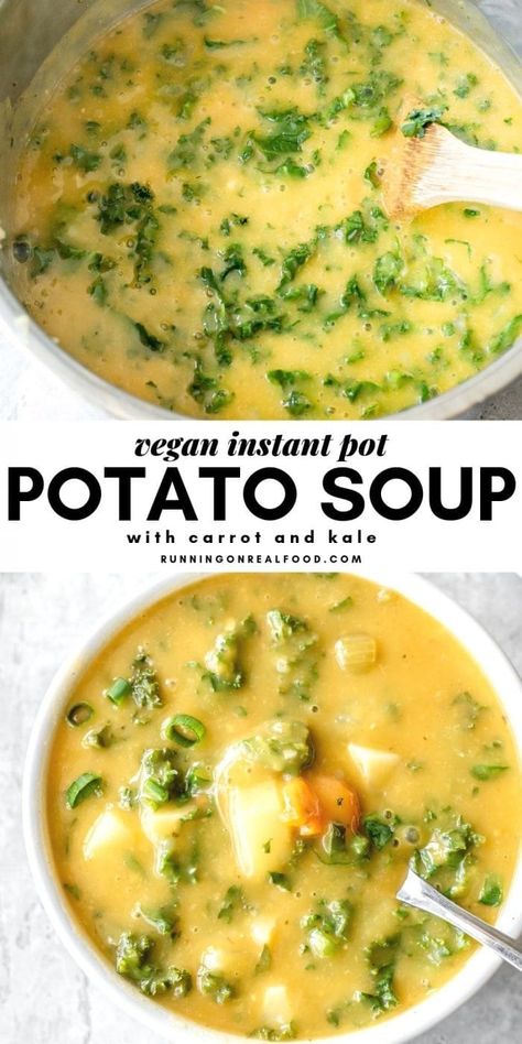 Instant Pot Kale, Kale Potato Soup, Kale Potato, Vegan Instant Pot, Parsley Recipes, Chopped Kale, Wallpaper Food, Vegan Instant Pot Recipes, Creamy Potato Soup