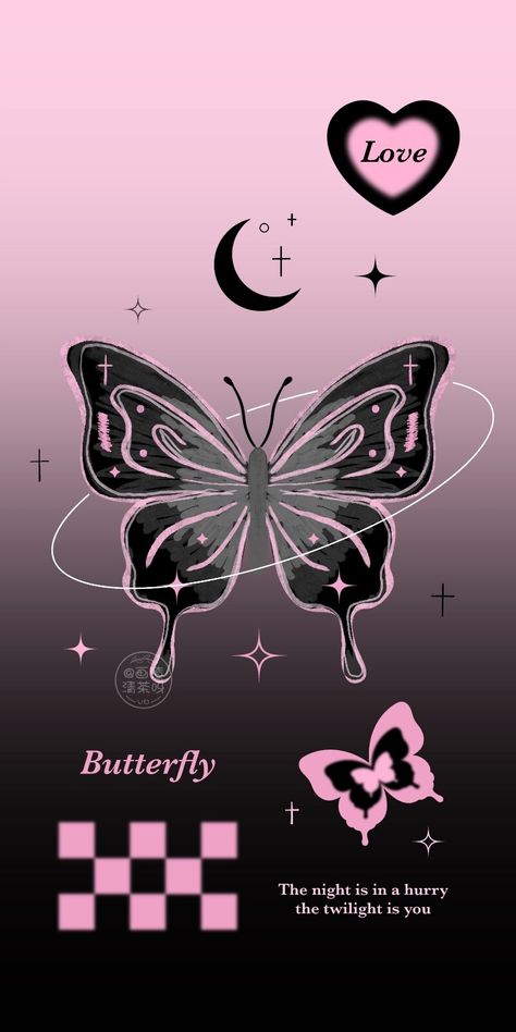 Kupu Kupu Wallpaper Aesthetic, Aesthetic Pink And Black Wallpaper, Butterfly Wallpaper Black, Black And Pink Aesthetic Wallpaper, Black And Pink Wallpaper Aesthetic, Wallpaper Iphone Butterfly, Black Butterfly Wallpaper, Black Pink Butterfly, Pink Butterfly Wallpaper