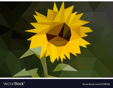 Triangle Mosaic Art, Mosaic Drawing, Geometric Sunflower, Sunflower Vector, Triangle Vector, Geometric Illustration, Art Idea, Cut Paper, Yellow Sunflower