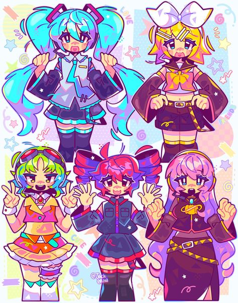 Miku Hatsune Chibi, Miku Hatsune Vocaloid, Vocaloid Characters, Cute Doodle Art, 판타지 아트, Cute Little Drawings, Cute Art Styles, Project Sekai, Art Block