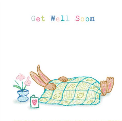 Bunny - Get Well Soon 145mm x 145mm Greeting card and envelope, printed on 350gsm Callisto Soft White card. Greeting Cards Happy Birthday, Get Well Soon Cards, Happy Birthday Kids, Cards Happy Birthday, Get Well Soon Card, Card And Envelope, Birthday Cards Diy, Get Well Cards, Get Well Soon