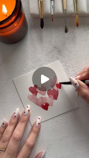 Lil & E | Fine Art | Watercolor Artist on Instagram: "So fun for a Valentine’s Day card! 💌 Save this for later and give it a try! ♥️ #watercolorhearts #watercolortutorial #watercolorforbeginners #learntowatercolor #watercolorreel #paintwithme #paintingaday #watercolorvideo #paintingvideo #paintforfun #valentinesdayart #illinoisartist #midwestartist" Watercolor Beginner, Watercolor Video, Flower Doodles, Painting Videos, Watercolour Tutorials, Distress Ink, Artist On Instagram, Watercolor Artist, Art Watercolor