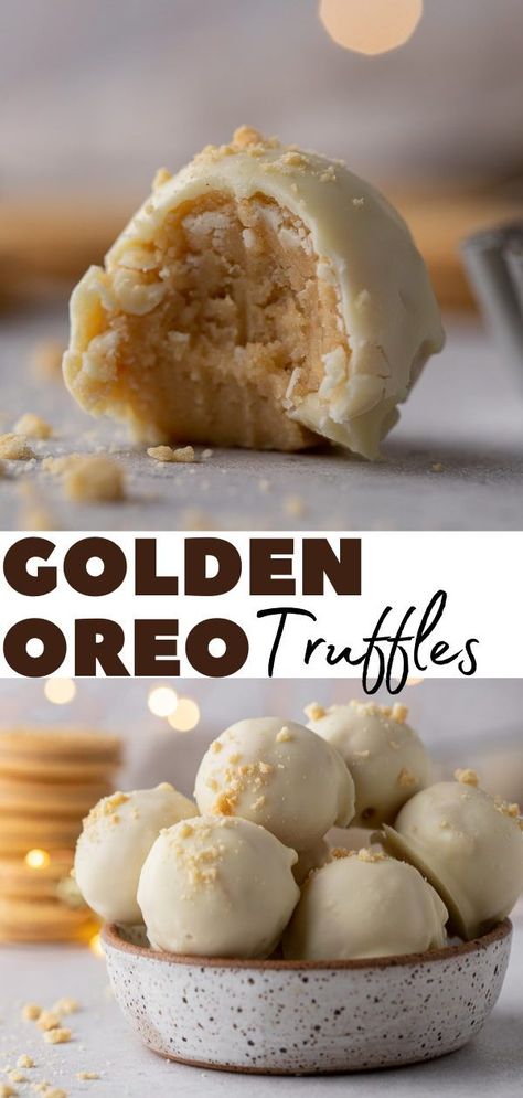 Golden Oreo Balls, Golden Oreo Recipes, Crumbl Recipes, Christmas No Bake, Oreo Cookie Truffles, Oreo Cookie Balls Recipe, Cookie Balls Recipe, Oreo Balls Recipe, Oreo Truffles Recipe