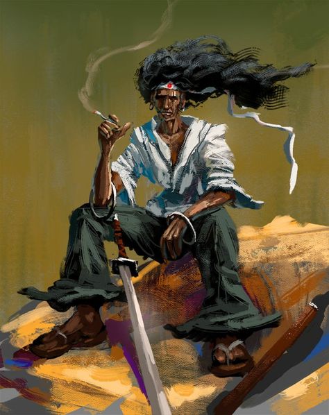 Badass Drawings, Fan Art Anime, Afro Samurai, Vibes Art, Comic Style Art, Afrocentric Art, Black Art Painting, Samurai Art, Cool Wallpapers Art