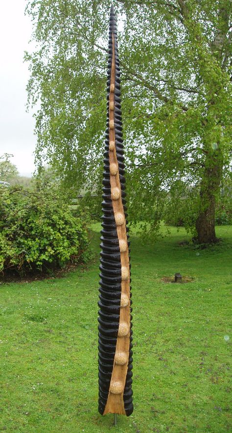 burnt oak, 2.3m tall Exterior Sculpture, Garden Pillar, Inspirational Sculpture, Organic Synthesis, Garden Totem, Jobs In Art, Pillar Design, Pole Art, Rock Sculpture