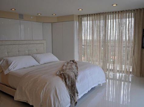 Modern Bedrooms from Patrice Flashner Fitzgerald on HGTV Shutters Curtains, Beach Inspired Bedroom, Shutters Window, Unique Window Treatments, Beachy Bedroom, Unique Window, Window Treatments Bedroom, White Headboard, Bedroom Images