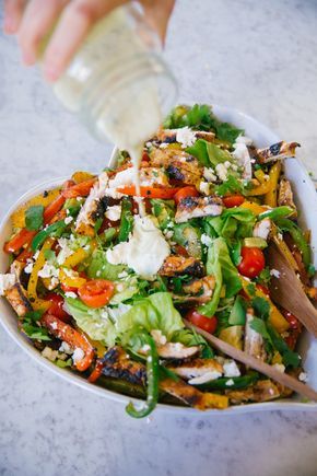 Fajita Salad Recipe, Salad Thanksgiving, Chicken Fajita Salad, Fajita Salad, Creamy Dressing, Chicken Fajita, Thanksgiving Desserts, Chicken Fajitas, Low Cal