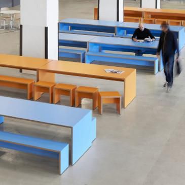 School Bench Ideas, School Benches Design, School Dining Hall Design, Modular Seating School, Classroom Interior, School Tables, Toddler School, School Desks, School Interior