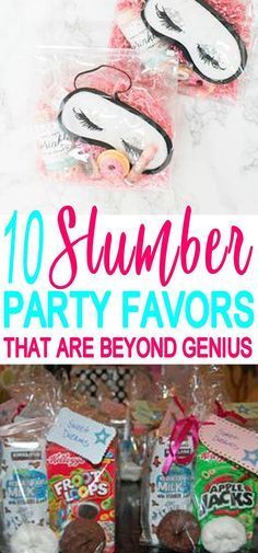 Diy Kids Party Favors, Sleepover Party Favors, Slumber Party Favors, Girls Sleepover Party, Diy Kids Party, Slumber Party Birthday, Girls Slumber Party, Teen Sleepover, Party Favor Ideas