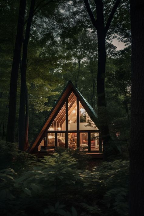 Cabin In The Woods Aesthetic, House With Big Windows, Small Cabin In The Woods, Aesthetic Cabin, Woods Aesthetic, Lodge Style Home, Coastal Cabin, Luxury Safari Lodge, A Frame Cabins