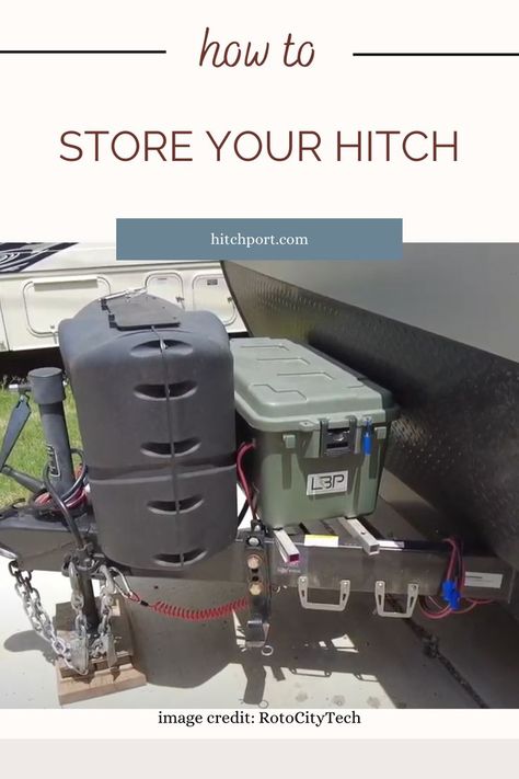 RVers love to share and we all benefit from tons of information organized on forums, blogs and campfire chats. Here we narrow our focus to innovative travel trailer hitch accessories that require little or no compartment storage space. The type of products we have found to be most innovative. The type of products you will buy again and again with each travel trailer you own. Trailer Hitch Storage, How To Secure Things In Camper, Hitch Cargo Carrier Hacks, Rv Fishing Pole Storage Travel Trailers, Camping Gear Organization, Travel Trailer Accessories, Hide A Key, Tire Storage, Weight Distribution Hitch