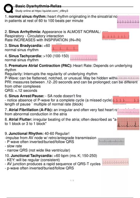 Relias Dysrhythmia Basic Test Answers normal sinus rhythm heart rhythm originating in the sinoatrial node with a rate in patients at rest of 60 to 100 beats per minute Sinus Arrhythmia Appearance is ALMOST NORMAL: Respiratory – Circulatory interaction Rate INCREASES with INSPIRATION (IN=IN) Sinus Bradycardia <60 normal sinus rhythm Sinus Tachycardia >100 (100-150) normal sinus rhythm Premature Atrial Contraction (PAC) Heart Rate: Depends on underlying rhythm Regularity: Interrupts the regularity Junctional Rhythm, Sinoatrial Node, Sterile Processing Tech, Sinus Rhythm, Sterile Processing, Fast Heart Rate, Normal Sinus Rhythm, P Wave, Heart Rhythm