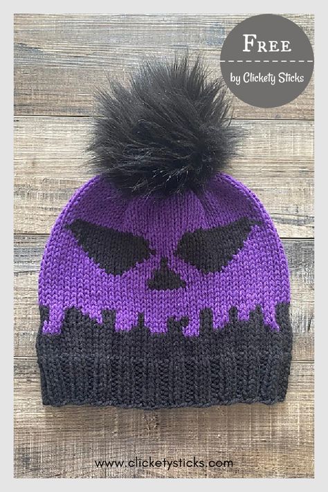 Poison Apple Beanie Free Knitting Pattern Clickety Sticks, Halloween Knitting Patterns, Unique Knitting Patterns, Halloween Knitting, Knit Beanie Pattern, Hat Patterns Free, Poison Apple, Crochet Disney, Colorwork Knitting