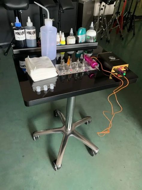 Tattoo Shops Near Me: A Guide for Tattoo Enthusiasts & First-Time Seekers Tattoo Set Up Station, Tattoo Set Up Station At Home, Tattoo Set Up, Tattoo Room Studio, Tattoo Station Ideas, Tattoo Shop Interior, Tattoo Artist Tips, Tattoo Shop Decor, Tattoo Studio Interior