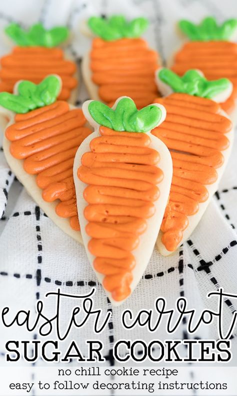 Easy Easter Cookies, Easter Sugar Cookies Decorated, Cooking With Karli, Carrot Cookies, Easter Sugar Cookies, Themed Cookies, Chewy Sugar Cookies, Easter Baking, Easter Dessert