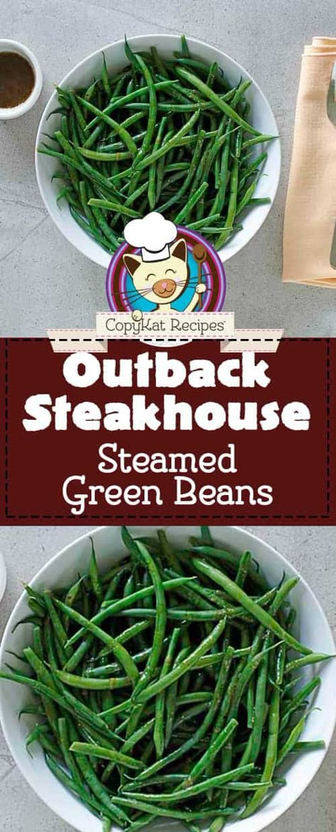 Steamed green beans tossed with a seasoned butter sauce are outstanding! You have to make this easy Outback Steakhouse Steamed Green Beans copycat recipe. Perfect side dish for everyday, holidays, and special occasions. Be sure to watch the video! #sidedishrecipes #greenbeans #holidayrecipes #copycat #copycatrecipes #dinnerideas #dinnertime #mealideas #healthysidedishes Outback Green Beans, Steamed Green Bean Recipes, Outback Steakhouse Recipes, Copycat Outback, Steakhouse Recipes, Beans Beans, Seasoned Butter, Steamed Green Beans, Outback Steakhouse