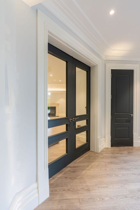 Dark Grey Internal Doors, Dark Internal Doors, Solid Wooden Door, Contemporary Internal Doors, Grey Internal Doors, Interior Door Colors, Internal Glass Doors, Stained Doors, Door Colors