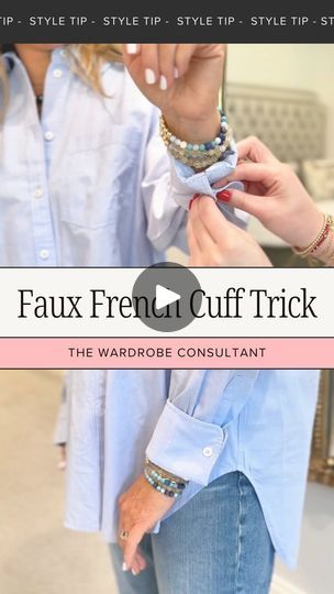 13K views · 1.7K reactions | FAUX FRENCH CUFF TUTORIAL✨

You guys loved the twisty-tuck tutorial I did with this oversized shirt, so here’s another fun trick to jazz up the sleeves!

🫶🏻 Leave a comment below and I will send you a message with links to shop this look! | Hallie Abrams | thewardrobeconsultant · Faux French Cuff Tutorial Shirt Cuff Styles, Scarf Hacks, Cuff Tutorial, Wardrobe Consultant, Professional Dress, French Cuff, Shirt Cuff, Fashion Business Casual, Professional Dresses