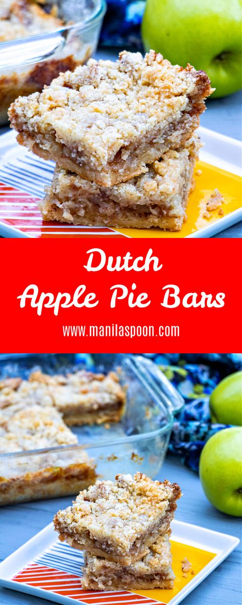 Dutch Apple Pie Bars, Apple Pie Bars Recipe, Dutch Apple Pie, Pie Bar Recipes, Apple Pie Bars, Berry Recipes, Dutch Apple, Dutch Style, Vegetarian Desserts