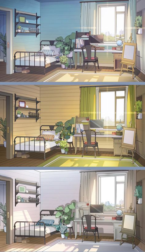 Medium House Aesthetic, Bedroom Background Design, Anime Interior Background, Interior Pattern Design, Interior Design Digital Art, Drawing Of Room, Animation Bedroom, Dorm Background, Apartment Reference