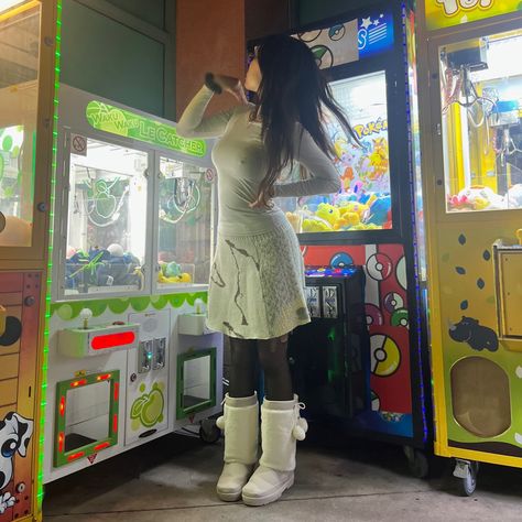 arcade vibes winter outfit inspiration cute photoshoot Korean Girl Aesthetic, Cute Photoshoot, Winter Outfit Inspiration, Girl Fits, City Girl, Winter Outfit, Snow Boots, Korean Girl, Winter Outfits