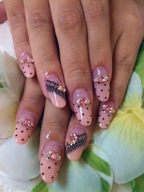 Rock your nails in these glamorous pink nail ensembles! A very playful design that combines dots, flowers and lace-like designs into one, looks like having your nails dressed for a party! When you’re feeling confident don’t hesitate to do these nail designs and rock it out to the world! Japanese Nail Art Kawaii, Japanese Nail Art Designs, Lace Nail Art, Japanese Nail, Lace Nails, Modern Nails, Japanese Nail Art, Young Nails, Art Kawaii