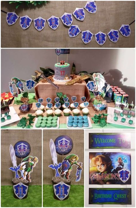 Legend of Zelda Birthday Party Ideas | Photo 1 of 6 Zelda Party Ideas, Legend Of Zelda Birthday Party, Zelda Birthday Party, Legend Of Zelda Birthday, Zelda Diy, Zelda Party, Bday Decor, Gifts Banner, Zelda Birthday