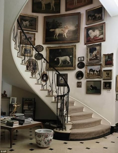 Brooke Astor | Dog Pictures                                                                                                                                                     More تحت الدرج, Georgian Interiors, Interior Design Minimalist, Bold Decor, Framed Pictures, Stairway To Heaven, Spiral Staircase, Ideas Creative, Vintage Dog