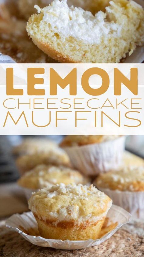 These are the most amazing lemon cheesecake muffins. The lemon flavor is perfectly balanced with the cheesecake filling. Perfect for spring or summer. This would be a great brunch recipe or to enjoy as a snack! Strawberry Cream Cheese Muffins, Fresh Fruit Desserts, Poppyseed Muffins, Discard Recipe, Cheesecake Muffins, Cream Cheese Muffins, Lemon Poppyseed Muffins, Brunch Recipe, Lemon Muffins