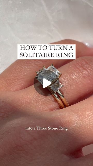 The Engagement Specialists on Instagram: "A client had a gorgeous radiant solitaire but wanted to spice things up. She dreamt of a three stone ring so we created a custom open band with two radiants to fit perfectly with her engagement ring to give her that look. Now she has the option of wearing it both ways! 💖" Band Ideas, Three Stone Ring, Three Stone Rings, Three Stone, Stone Ring, Stone Rings, Wedding Band, Instagram A, Spice Things Up