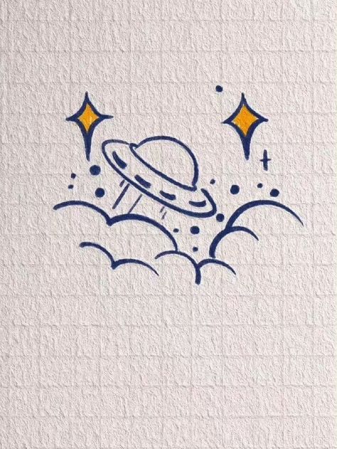 Border Design Aesthetic Drawing Easy, Plane Doodle Airplane, Space Drawing Simple, Cute Spaceship Drawing, Drawing Space Ideas, Cool Drawing Ideas Creative, Easy Things To Draw Cute Simple, Cute Space Drawings, Spaceships Drawing