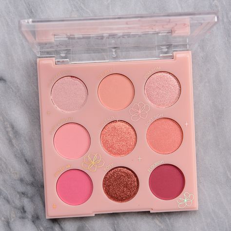 ColourPop 4Ever Floral 9-Pan Pressed Powder Palette ($14.00 for 0.32 oz.) is a new, limited edition palette released for Target (though it is also available through the brand). It features a peach and coral color story with five matte eyeshadows and four shimmer eyeshadows, which performed consistently with ColourPop's formulas. The shimmers were actually a bit smoother and more consistent in this palette than in some of the recent 9-pans that have been released! Bloom'n Babe is a very pale pink Colourpop Its A Mood Palette, Colorpop Cosmetics Collection, Colourpop Baroque, Pastel Eyeshadow Palette, Colourpop Cosmetics Collections, Colourpop Whatever Palette, Pastel Eyeshadow, Floral Palette, Powder Palette