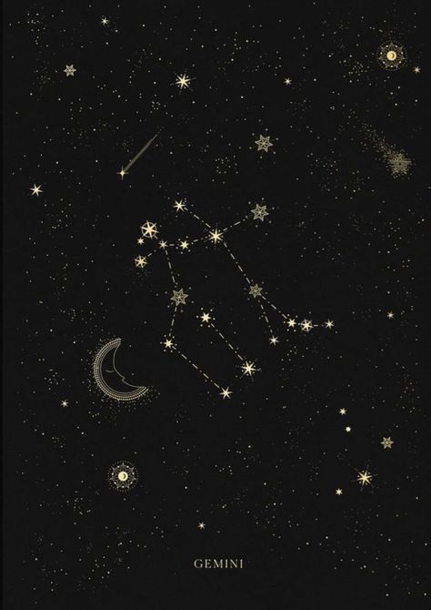 Moon And Stars Astethic, Gemeni Wallpapers, Astrology Asthetic Picture, Gemini Asthetic Picture, Zodiac Constellation Tattoo, Gemini Star Constellation, Gemini Star Sign, Gemini Personality, Gemini Art