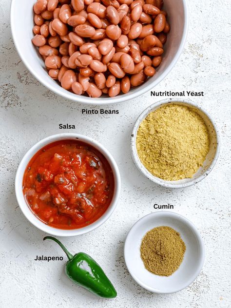 This Mexican Pinto Bean Dip is incredibly tasty! It's ready in just 5 minutes and is the perfect dip or spread to whip up in a jiffy! Enjoy this Mexican Pinto Bean Dip this week! Mexican Bean Dip, Mexican Pinto Beans, Bean Dip, Pinto Beans, Base Foods, Plant Based Recipes, Hummus, Plant Based