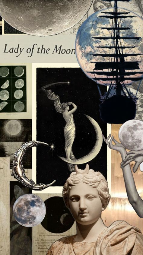 #selene #goddessselene #sistersofthemoon Lady Of The Moon, Widget Icon, Moon Child, Gods And Goddesses, Greek Mythology, The Moon, Moon, Collage, Drawings