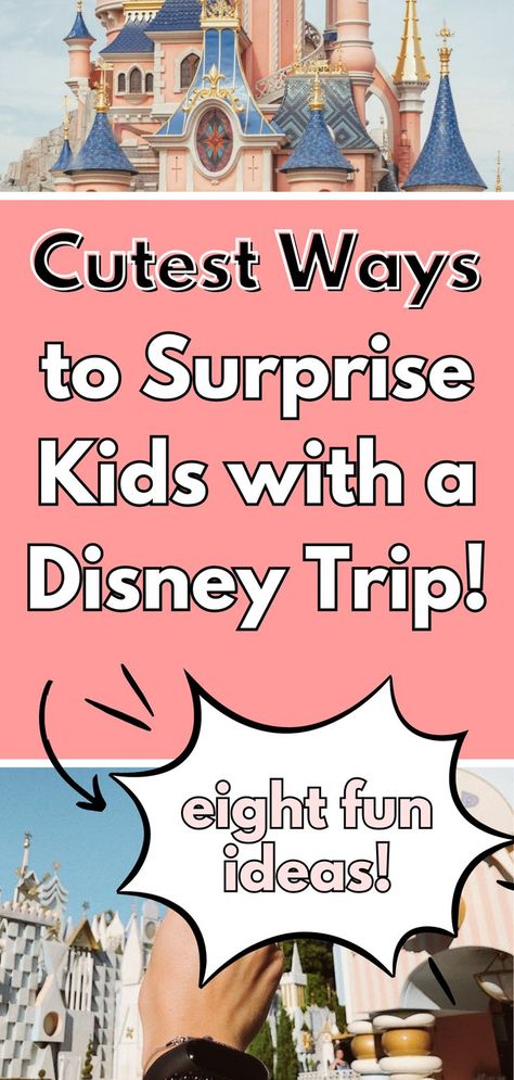 Looking for ways to surprise kids with Disney trip? Here are creative ways to surprise kids with Disney trip, including the cutest ideas! Discover fun ways to tell your kids they are going to Disney and learn how to surprise kids with Disney trip in the most exciting way. It’s the fun way to tell kids they are going to Disney! Surprise Kids With Disney Trip, Disney Surprise Trip Reveal, Surprise Trip Reveal Ideas, Trip Reveal Ideas, Surprise Disney Trip, Car Trip Activities, Disney Trip Reveal, Surprise Trip Reveal, Disney Trip Surprise