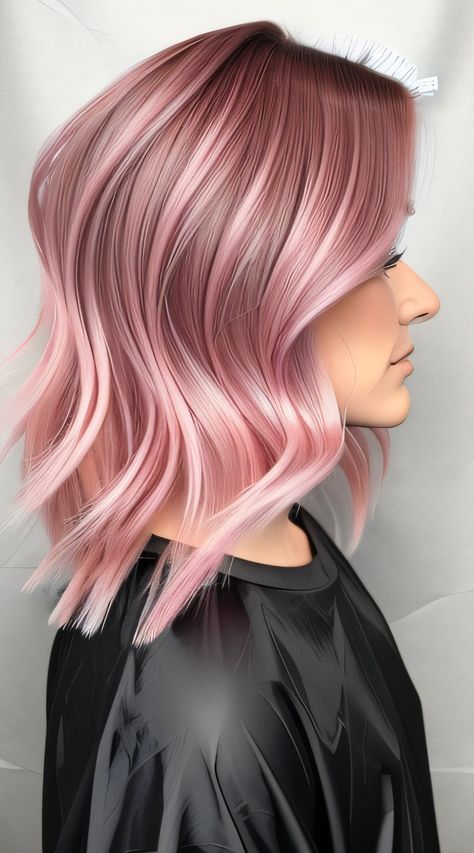 Smokey Hair, Red Pink Hair, Blonde Hair With Pink Highlights, Opal Hair, Pink Blonde Hair, Dyed Hair Purple, Bold Hair Color, Beautiful Hairstyle, Bright Hair