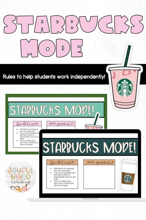 Starbucks Mode Classroom, Starbucks Classroom, Emily Anderson, Classroom Organization Elementary, Responsive Classroom, Google Slides Presentation, Joyful Noise, Slides Presentation, Teaching Middle School