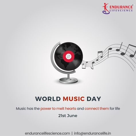 Harmonize your soul with the rhythm of life. 🎶 Join us as we celebrate World Music Day with a symphony of melodies and endless inspiration. #EnduranceLifescience #WorldMusicDay #HarmonyOfLife #MelodiesOfTheWorld #MusicInspiration #CelebrateMusic #MusicalJourney #SoulfulSounds #MusicIsLife #RhythmAndMelody International Music Day Creative Ads, World Music Day Creatives, International Music Day, World Music Day, Music Day, International Days, 2024 Inspiration, International Music, Design Advertising