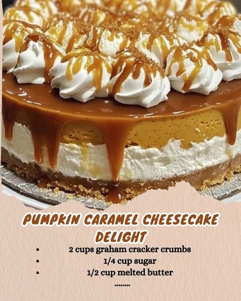 Pumpkin Caramel Cheesecake, Double Layer Pumpkin Cheesecake, Fall Winter Desserts, Cheesecake Delight, Layered Pumpkin Cheesecake, Layer Cheesecake, Cheesecake Layer, Cheesecake Cups, Vanilla Cheesecake