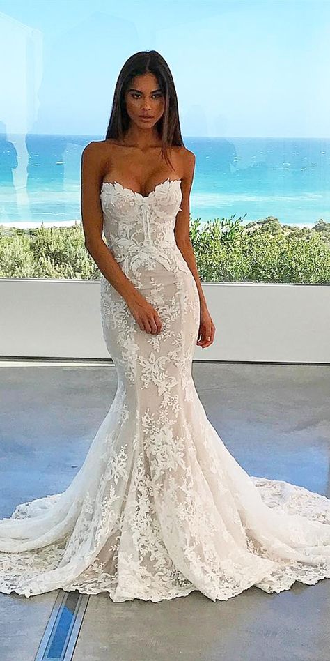 30 Absolutely Gorgeous Destination Wedding Dresses ❤ See more: http://www.weddingforward.com/destination-wedding-dresses/ #wedding #dresses #destination Wedding Dress Mermaid Lace, Weddings Dress, Sweep Train Prom Dress, Charming Wedding, Destination Wedding Dress, Gown Bridal, Trumpet Wedding Dress, Bridal Dresses Lace, Color Wedding